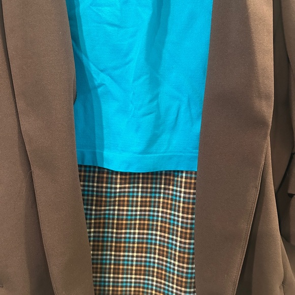 Cato Brown Blazer with Blue Accent with matching Pants and tank - Picture 2 of 5